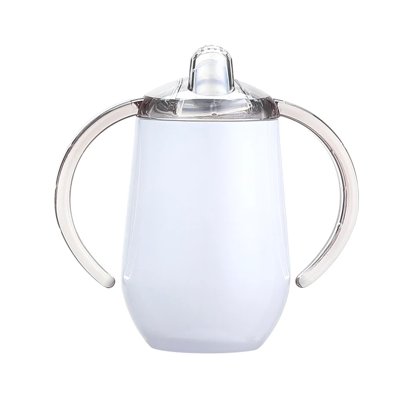 

10oz stainless steel sublimation sippy cups tumbler vacuum insulated baby sippy cup water bottle for sublimation blank, White color