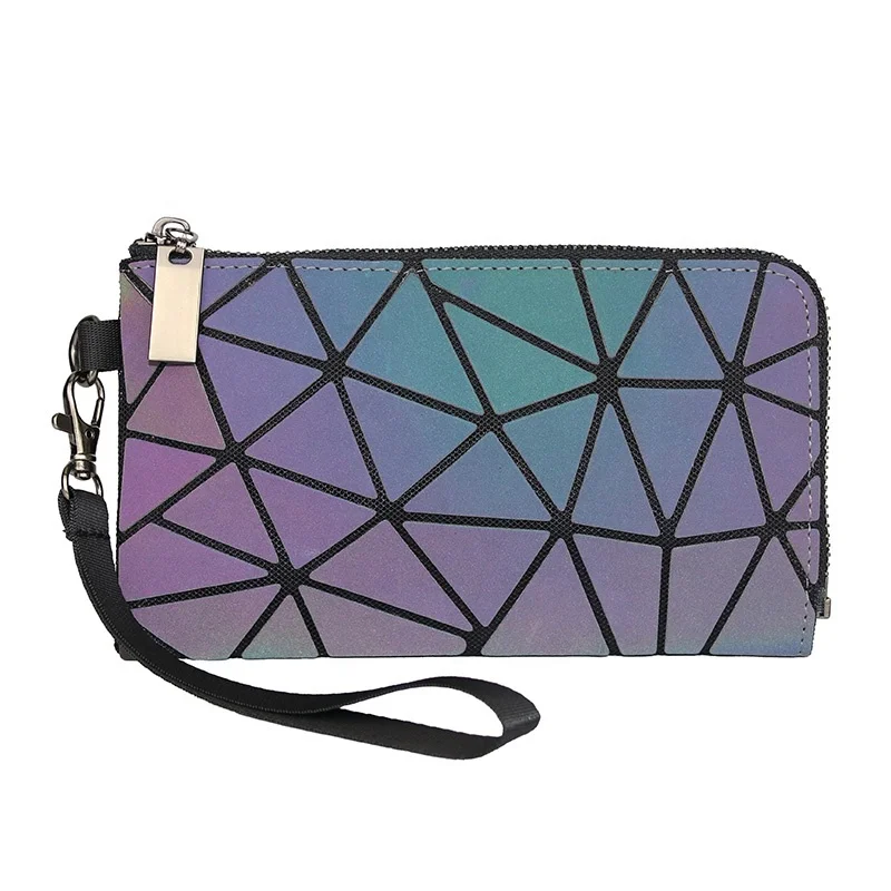 

Zipper Reflective Purse Waterproof Luminous Geometric Wallets For Women