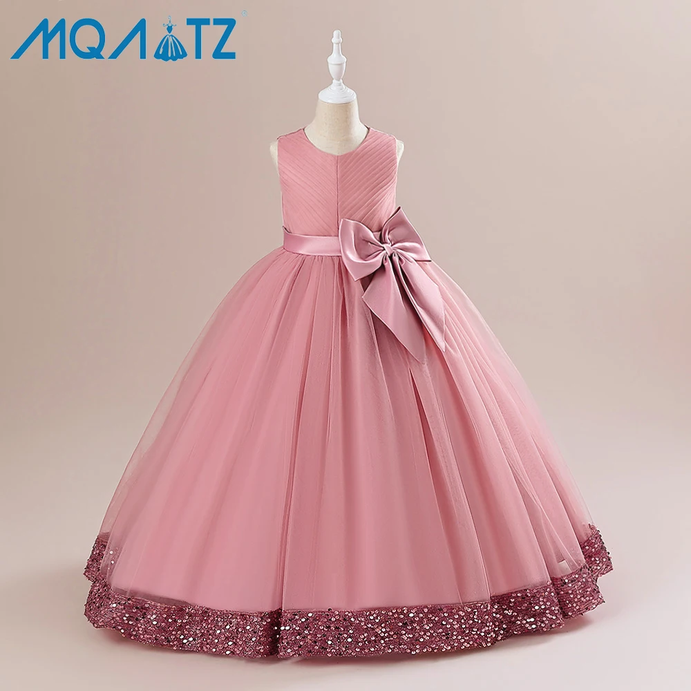 

MQATZ Elegant girl princess sequined ball gown 7-13 year kids flower girl dress fashion formal sleeveless dress