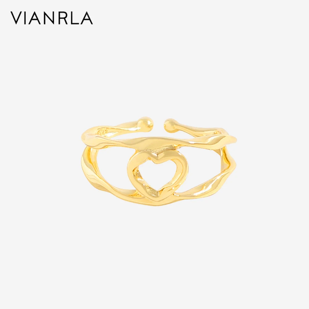 

VIANRLA 925 Sterling Silver Ring Jewelry Heart Shape 18k Gold Ring Women Daily Jewelry