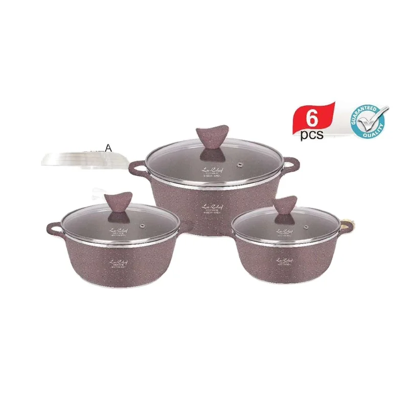 

6pcs le-chef non-stick pot kitchen color mixing pot set