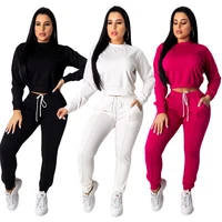 

Ladies Autumn Solid color Tops and Skinny Pants Jogging Set Long Sleeve Women casual Sportswear FM-S3661