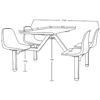 Four seats FRP dinner table and chair set