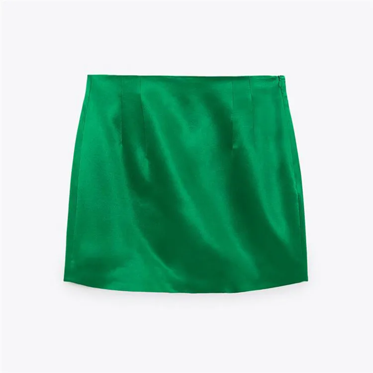 

BMURHMZA2021 summer women's clothing New elegant all-match high waist satin texture mini short skirt, Picture color