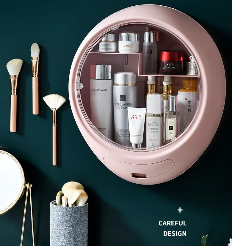 

Cosmetics Storage Wall Hanging Box No Punching Bathroom Wall Mount Commodity Shelf