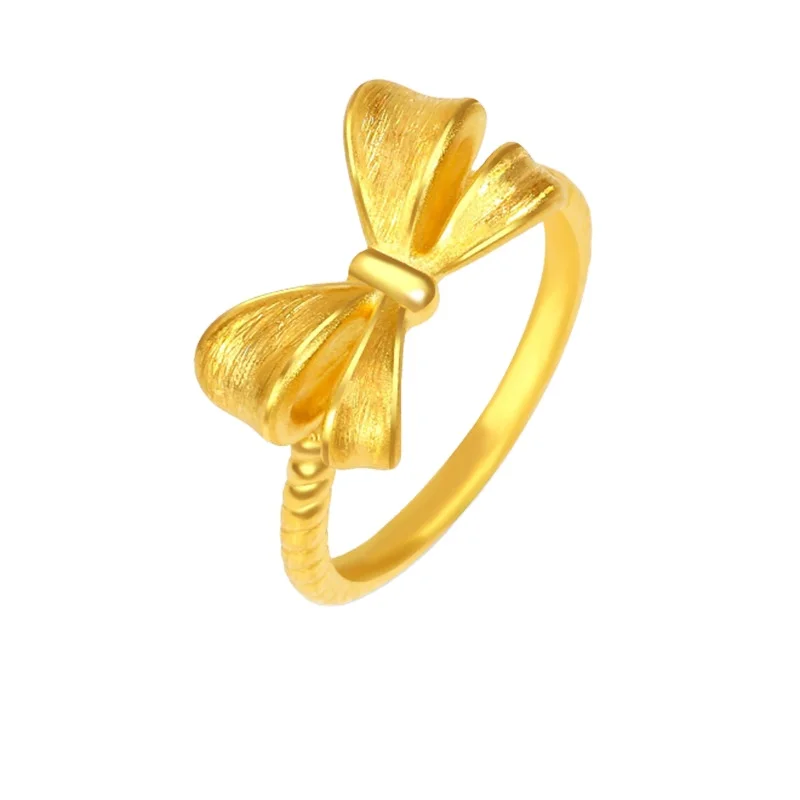 

Brass Gold-Plated Open Bow Ring Vietnam Placer Gold Adjustable Ring Simple Women's Elegant Direct Supply