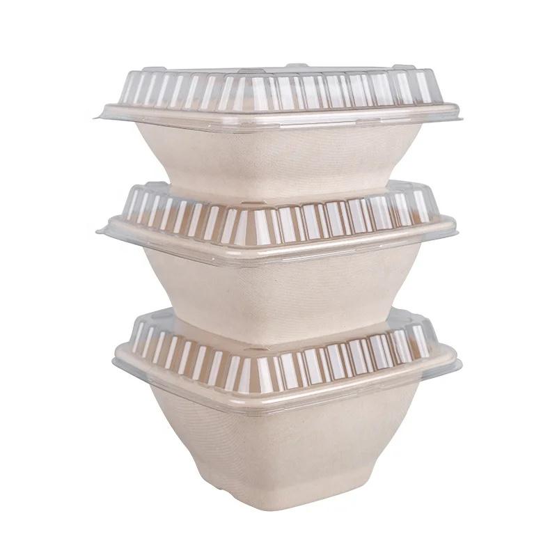 

Eco Friendly Take Away Bagasse Pulp Bowl With PET/PLA/PP LID, Yellow,white