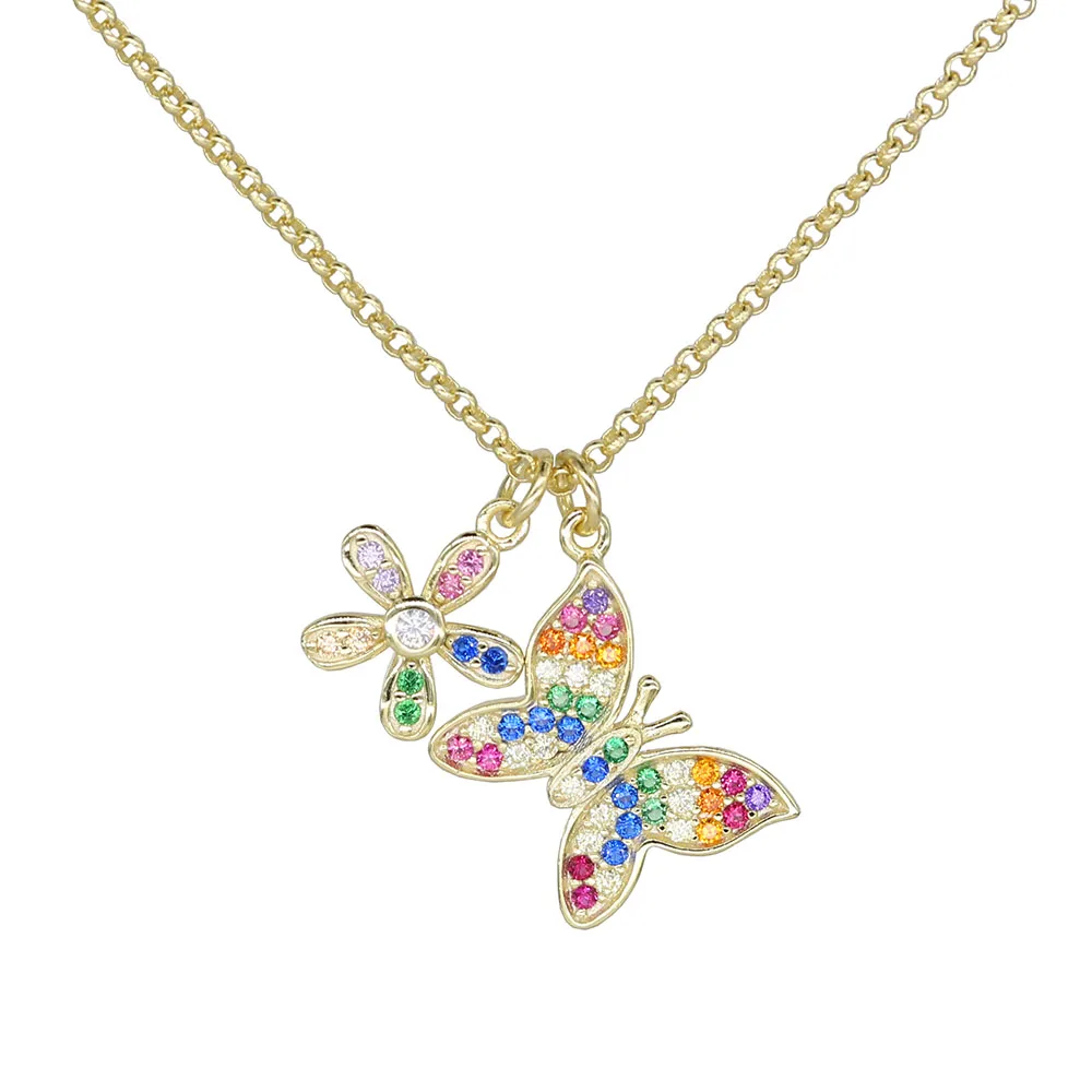 

Multi-colored handcrafted simplicity zircon butterfly necklace, Customized color