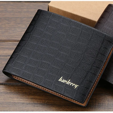 

Simple Stylish Horizontal Male Leather Wallet Card Holder Short Minimalist PU Wallets for Men, Black, coffee color