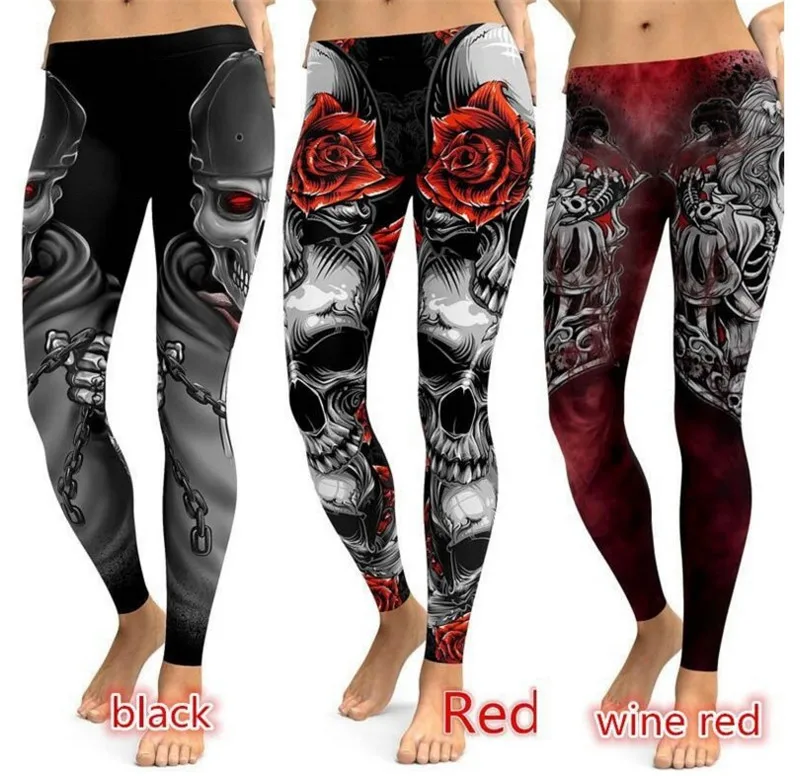 

WIIPU Skull leggings yoga pants sportswear push-ups running ladies elastic fitness slim sexy
