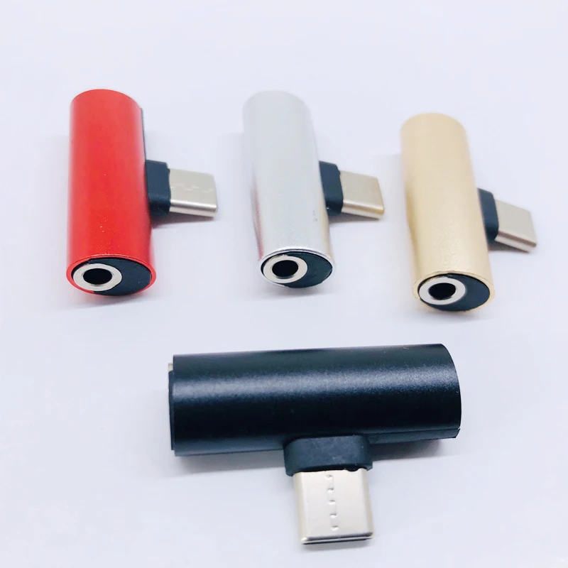 

Multifunction Type-C To 3.5 mm Adapter Audio Convert USB AUX Headphone Jack Cable 2 In 1 Audio Adapter For Charging Music, Gold , sliver , red , black