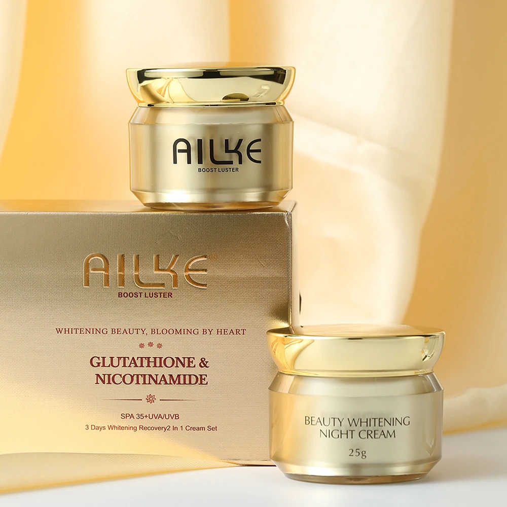 

AILKE New Natural Organic Sunscreen Hydrating Whitening Expensive White Face Cream Set Halloween, Day:white,night:yellow