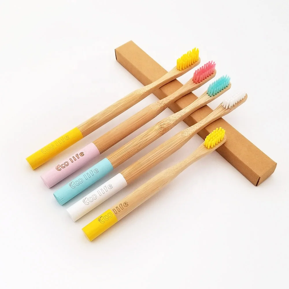 

[MOQ200 Quick Deal] Colorful Round Bamboo Toothbrushes Adult / Kids Size with custom logo
