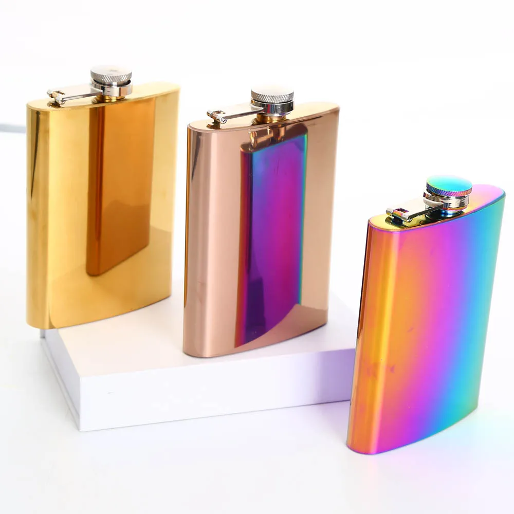 

RTS SALES 8oz shiny Colored Unicorn Stainless Steel Leakproof Hip Flask Portable Pocket Alcohol Liquor Flask For Men and Women, Customized colors acceptable