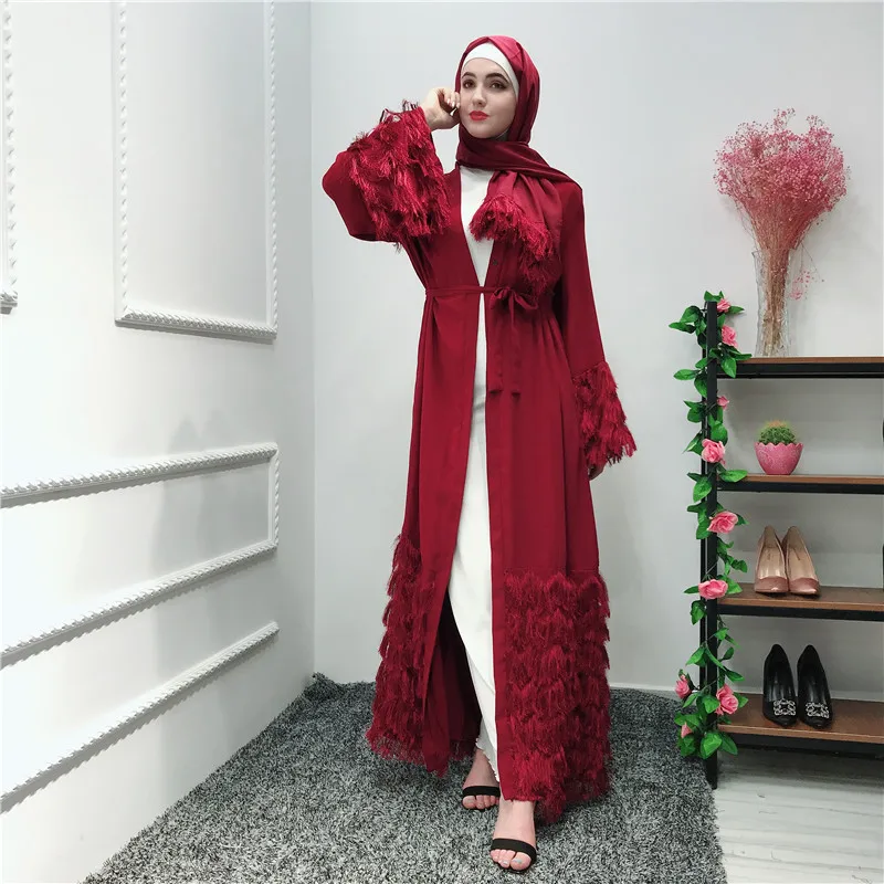 

stylish latest design islamic winter fur trim muslim clothing abaya
