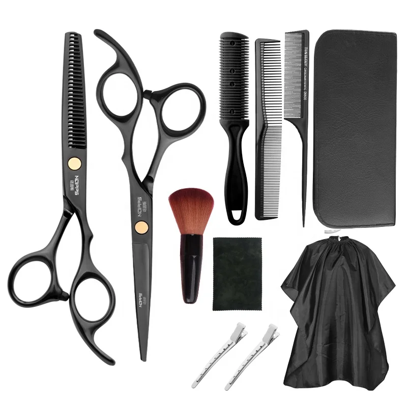 

11PCS Hair Scissor set home use Hair Hairdressing Scissors Kit Hair Clipper Razor Thinning cutting Scissors Barber haircut set