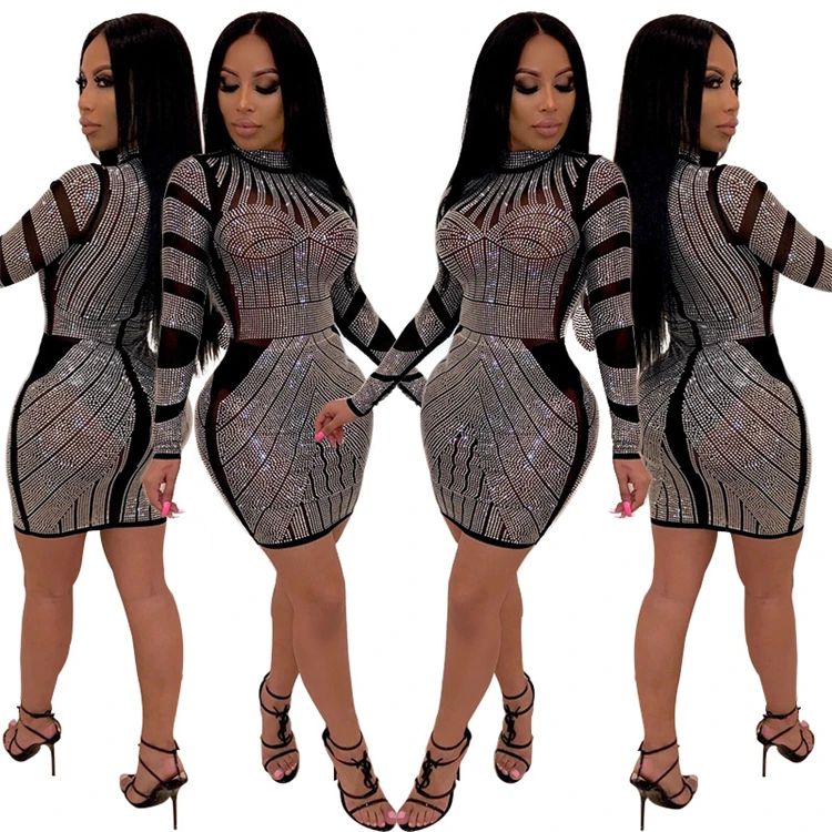 

2020 new arrivals sexy rhinestone bodycon dress women club wear