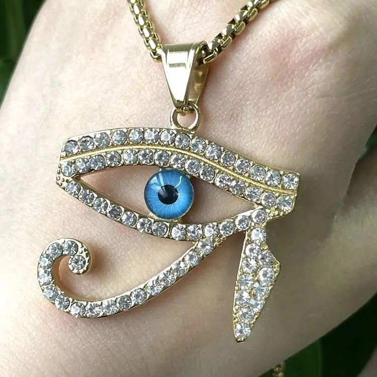 

Jialin Jewelry Wholesale stainless steel necklace evil eyes blue yellow eye gold and with diamond necklace