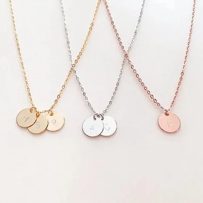 

2020 18K Gold GP Personalised customize Initial Alphabet Letter Disc Charm Necklace Initial Personalised Letter Disc Necklace