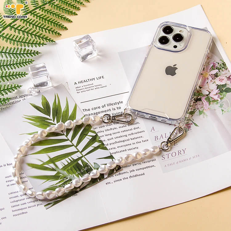 

Girl Cell Cross Body Pearl Holder Back Cover Mobile Beaded Handmade Lanyard Beads Accessories Chain Hand Crystal Phone Strap