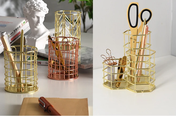Houseware Bathroom Small Mesh Food Pantry Gold Organizer Metal Wire Storage Basket