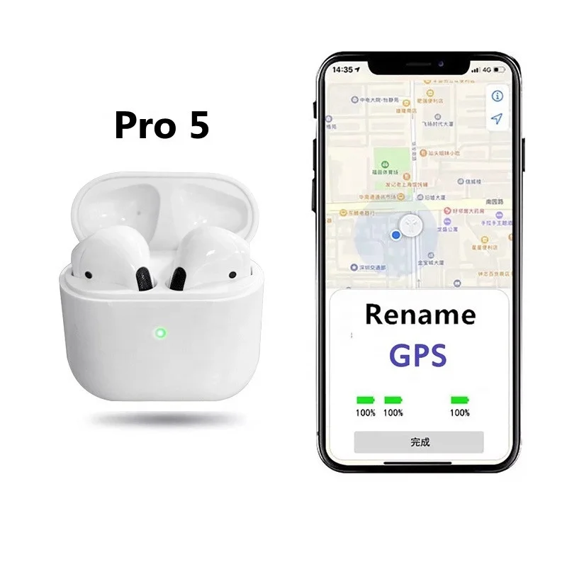 

2021 Mini Pro 5 TWS In-Ear Noise Cancelling Earphone Pro5 Wireless Earbuds Gaming Headphones Touch Controlled, White,black