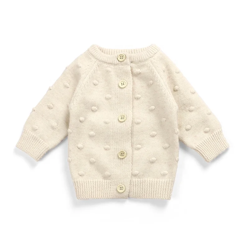 

Hot Selling Knitted Sweater Milk White Color Children Girls Winter Fall Cardigan, As picture show