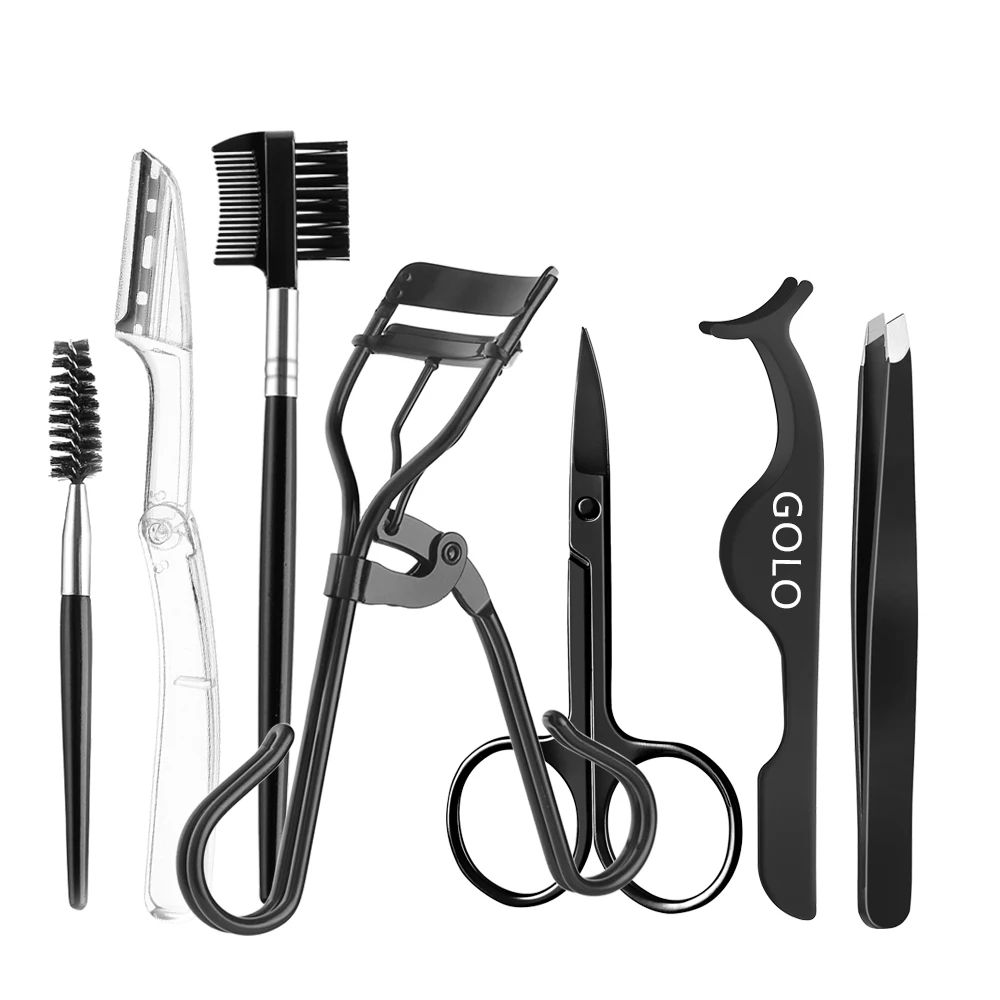 

7pcs stainless steel eyelash curler private label black eyelash curler set heated eyelash attacher