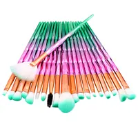 

banfi 20pcs beautiful crystal color handle lady makeup fan powder brush with synthetic hair
