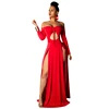 Clothes women cut out sexy strapless long sleeve maxi dress