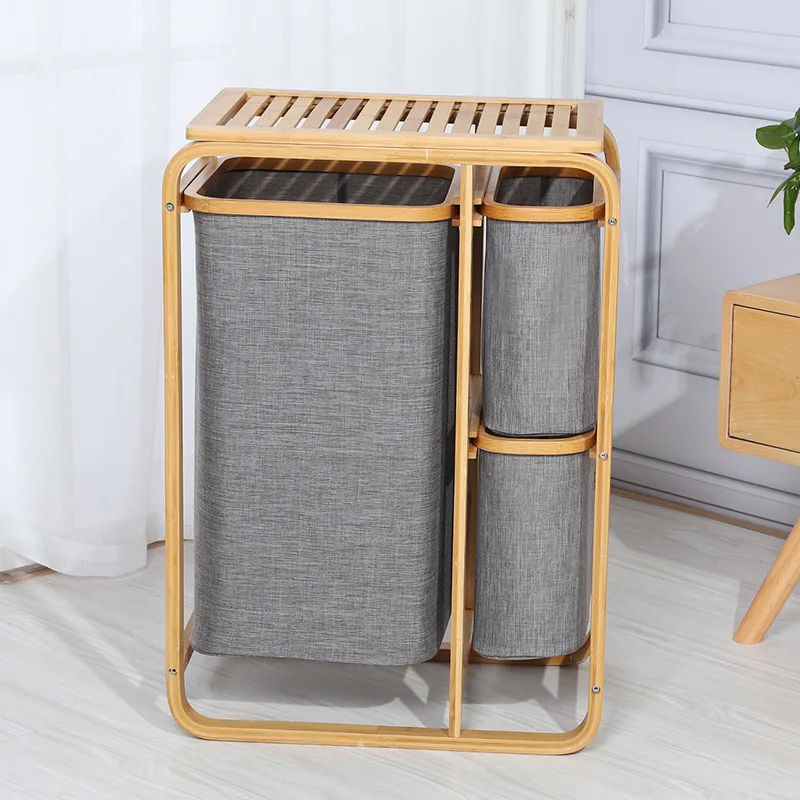 

bamboo wooden storage rack simple laundry basket rack bamboo shelf