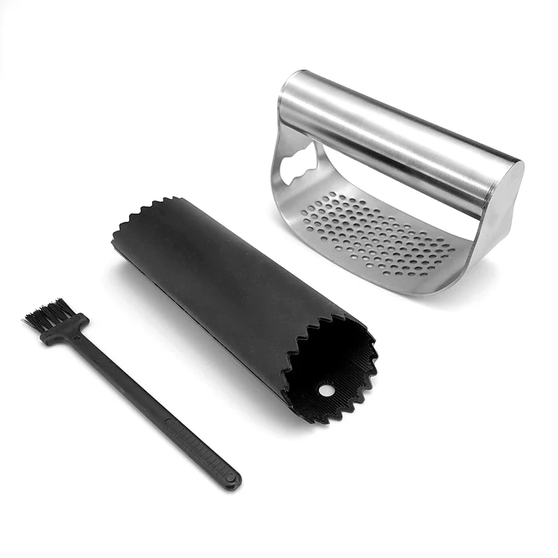 

Multi-function Manual Garlic Press Curved Garlic Grinding Set Slicer Chopper Stainless Steel Garlic Press