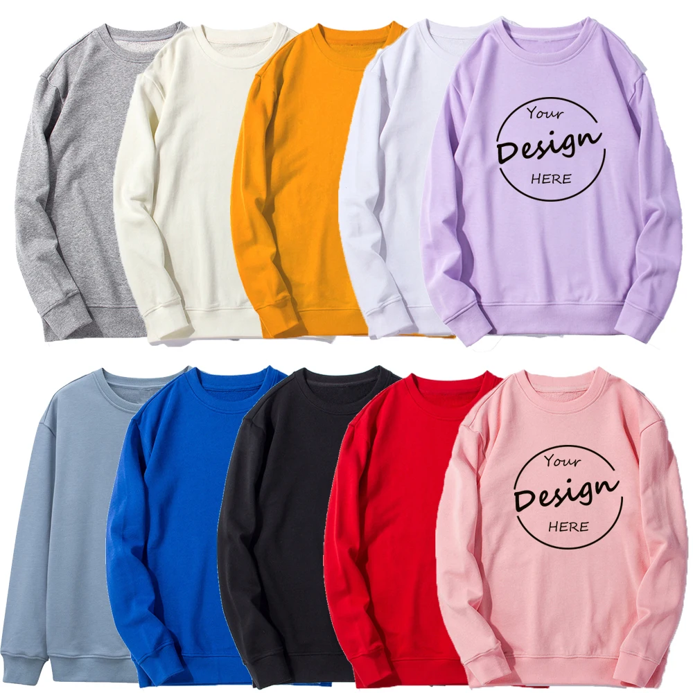 

custom logo 100% cotton french terry women hoodies printed plain lounge wear pullover crewneck womens jumper