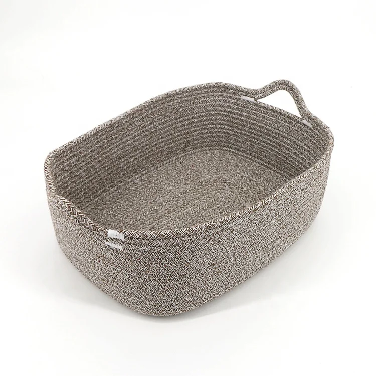 

Storage Basket Woven Cotton Rope Fruit Basket Wholesale 2021 New Arrival Tray Cotton 2 Handle Home Kitchen Fabric Avialable, Brown