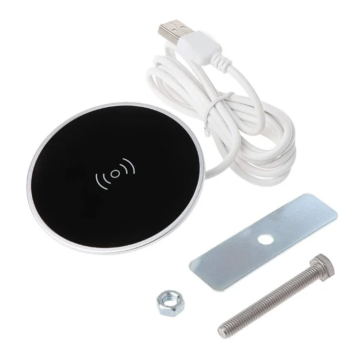 

Qi charger furniture 15W fast build in furniture wireless charger for table phone wireless charger embedded furniture in table, Black