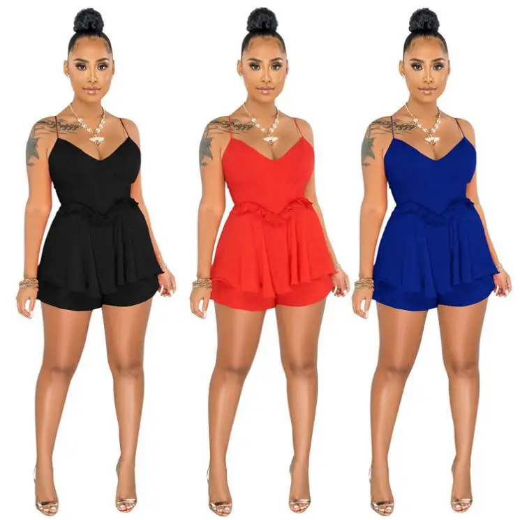 

MISSMOEN Hot Selling Solid Color Spaghetti Strap Casual 2021 Women Bodycon one piece Jumpsuit