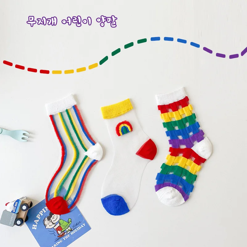 

custom socks logo thin rainbow kinds pride socks kids crew socks