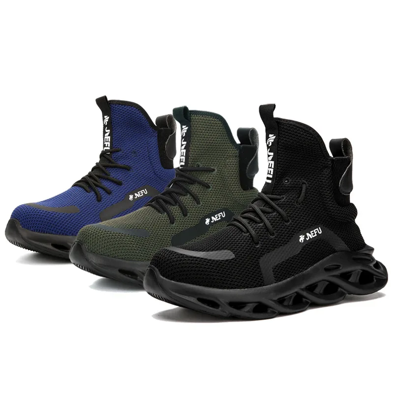 

Men Women Boots Steel Toe Safety Shoes Work Safety Boot Anti-smashing Work Sneakers Indestructible Shoes Work Shoes, Black green blue