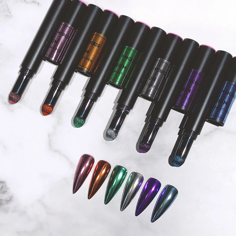 

25 Colors Cushion Pen Nail Art Glitter Chrome Pigments Magic Metallic Mirror Nail Powder