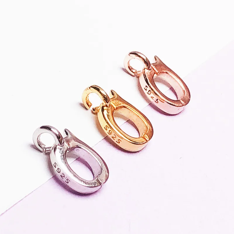 

Hot Sale Jewelry Accessories S925 Sterling Silver Clasps Pendant Enhancer Clasps Rose gold/Silver/ Gold RemovableClasp 7X13mm, Multi colors