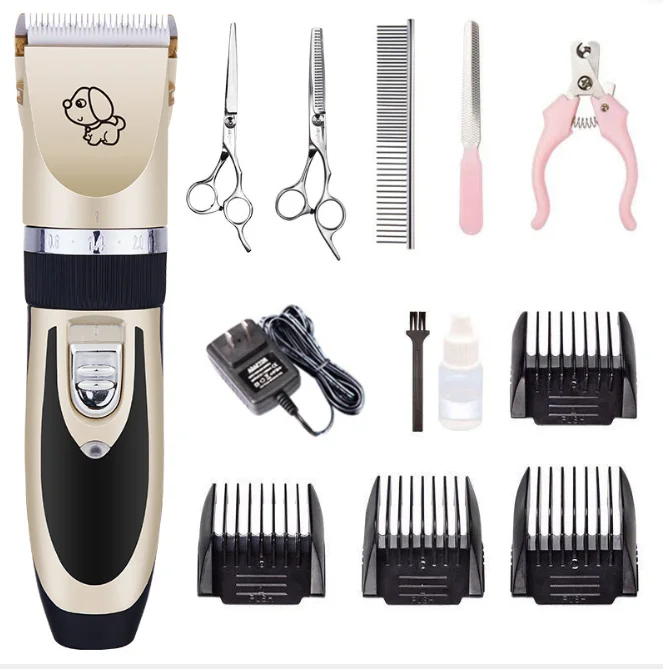 

USB Rechargeable Pet Hair Trimmer Kit Pet Dog Cat Electric Shavers Hair Cutter Cat Grooming Machine Accessories, Gold