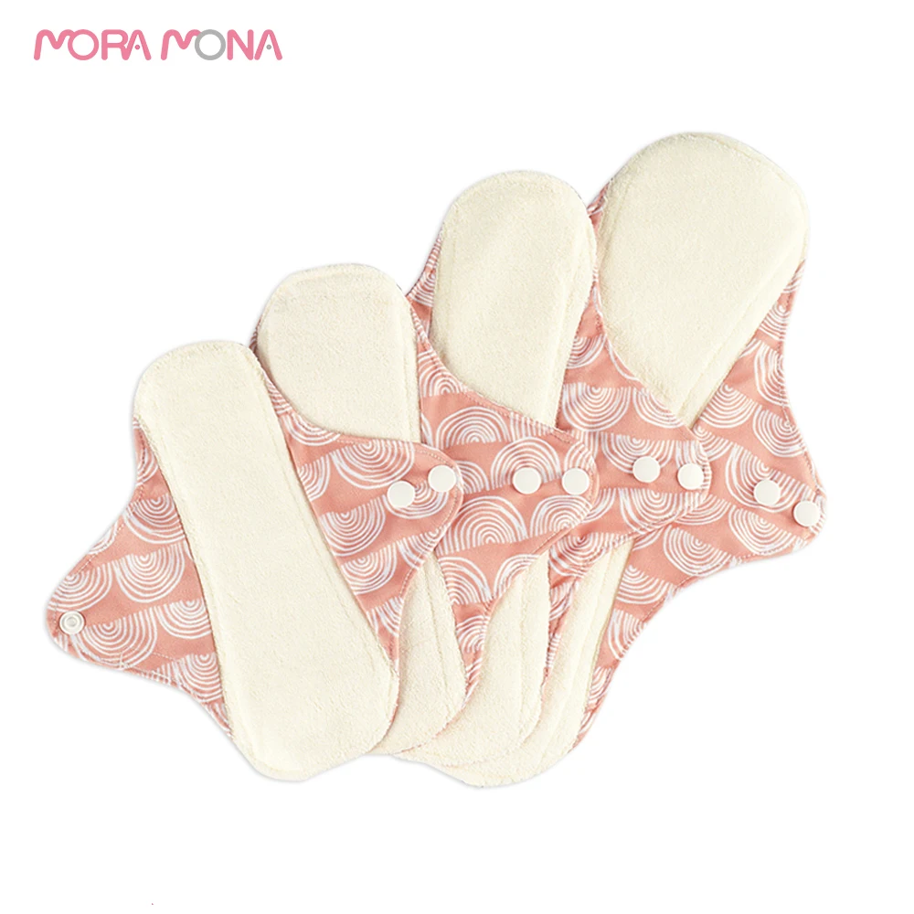 

Mora mona 4 sizes Sanitary Napkins Towels Washable and Waterproof Overnight Long Panty Liners Reusable, White