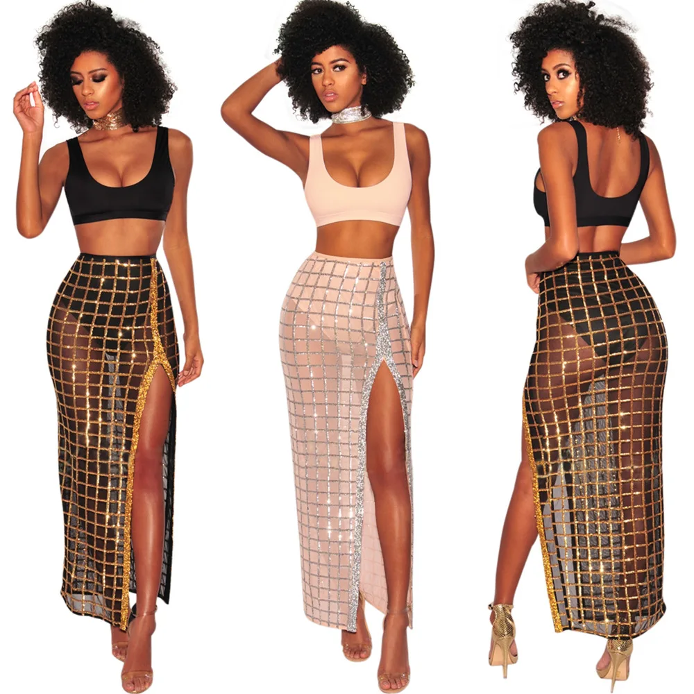 

YH women 2 piece set clothing crop top mujer crystal applique transparent sexy maxi dress two piece set