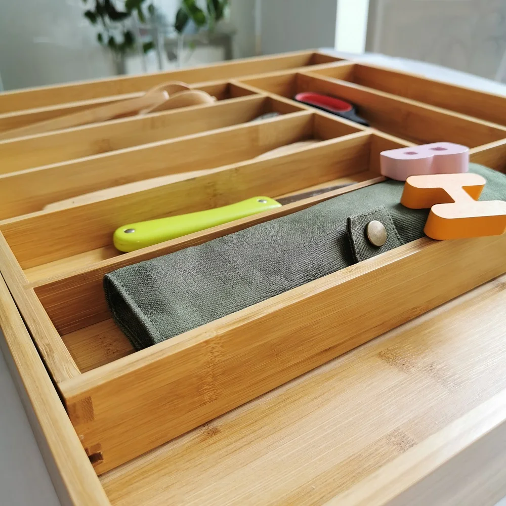 Bamboo Expandable Drawer Organizer Tray Bamboo Kitchen Drawer Organizer