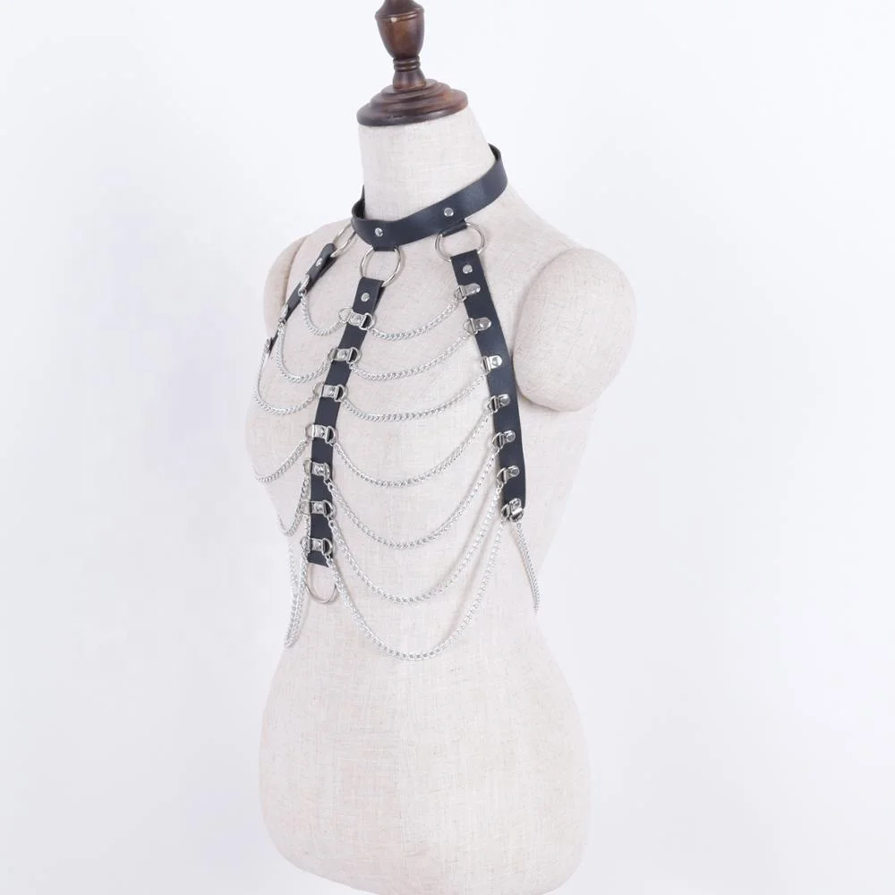 
Leather Festival Top Body Chain Harness for Rave FD-LCT19001 