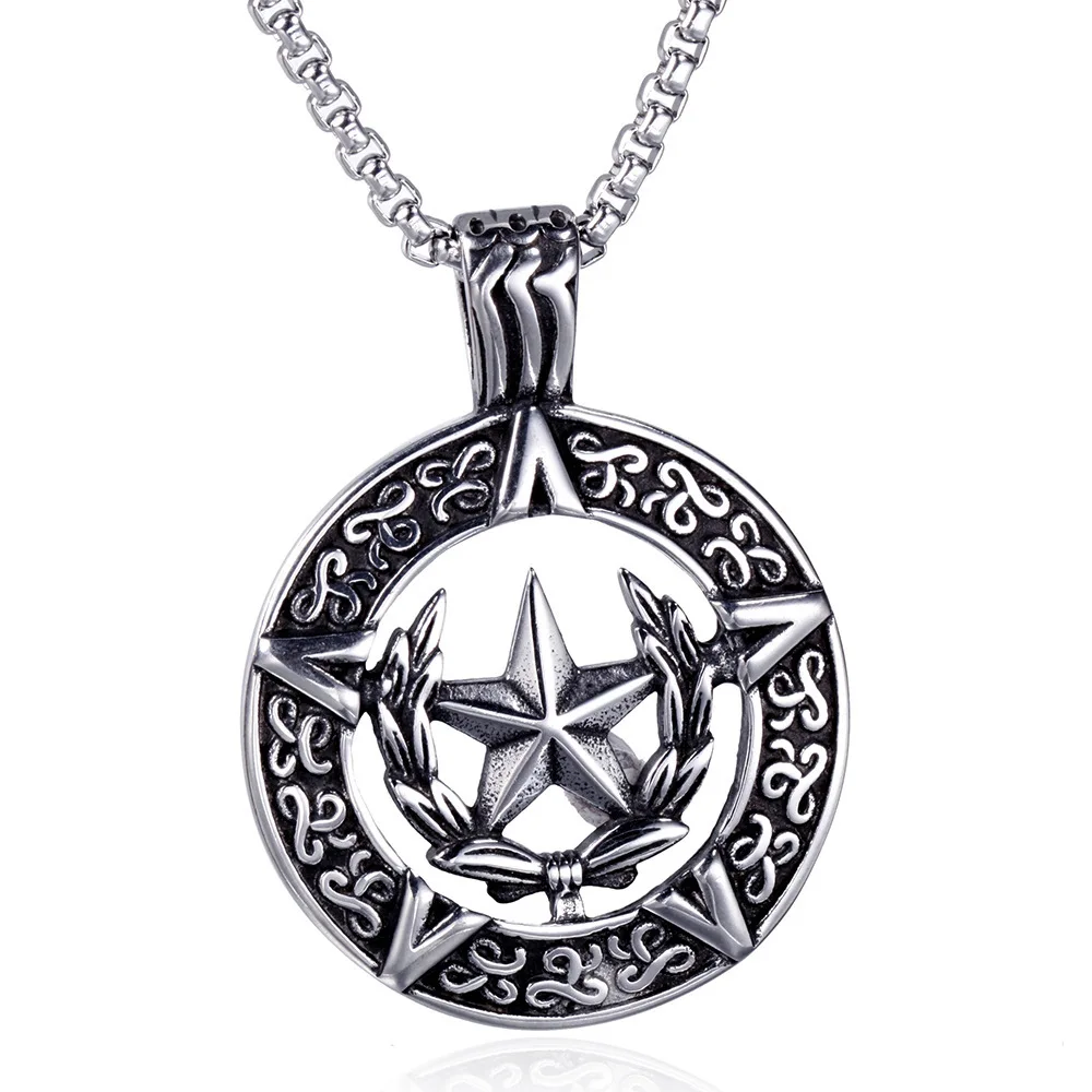 men's pentagonal titanium steel accessories custom personalized norse viking jewelry pendants necklace for men