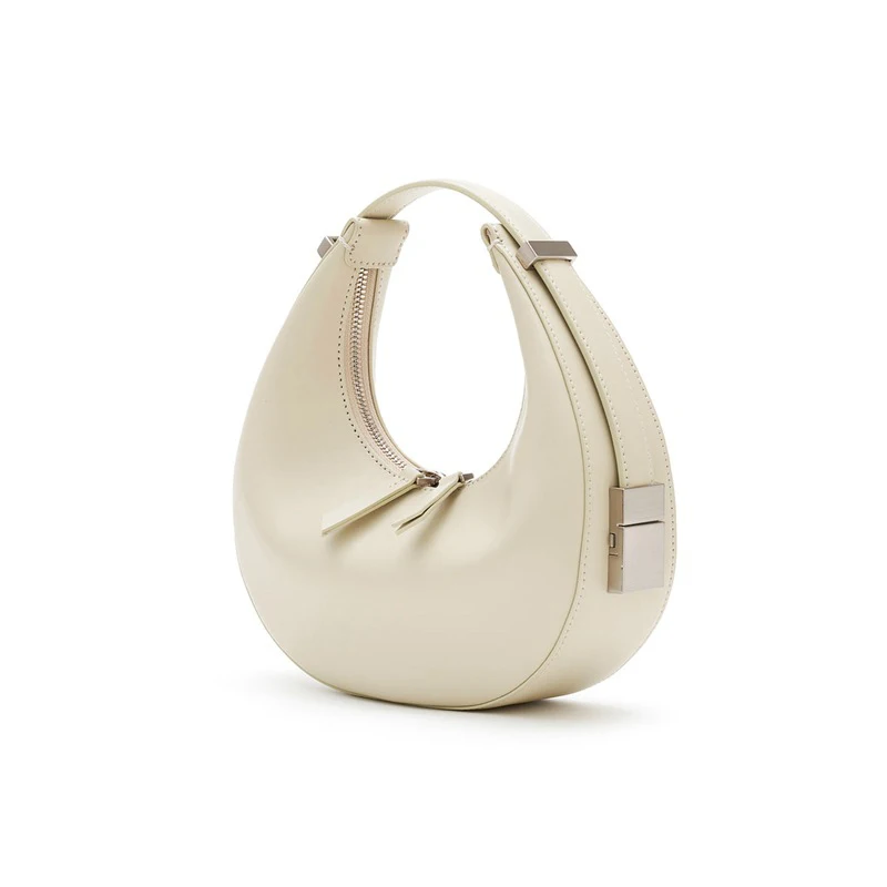 

Costom hot sell woman handbag round shape women tote bags large capacity half moon leather vintage female bolsas