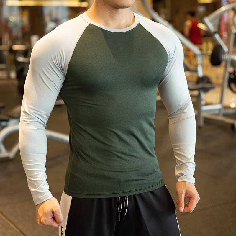 

Long Sleeve Tights Men's Muscle Bodybuilding T-shirt Print Private Logo Breathable Fabric
