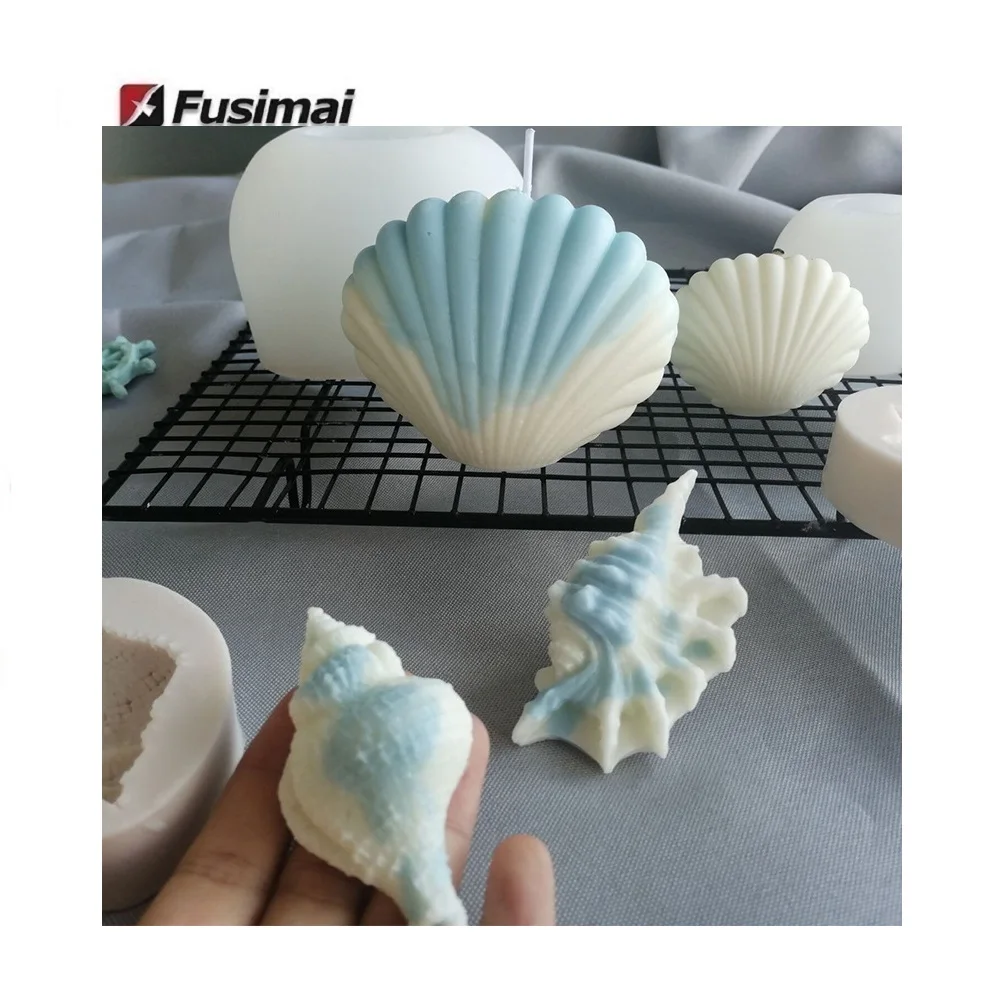 

Conch Creative 3D Decorative Ornaments Handmade Soap Baking Tools Shell Scented Candles Silicone Mold, Customized color