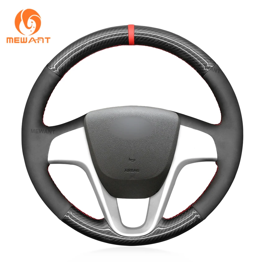 

Hand Stitching Carbon Soft Suede Steering Wheel Cover for Hyundai Solaris Verna i20 2009 2010 2011 2012 2013 2014 2015